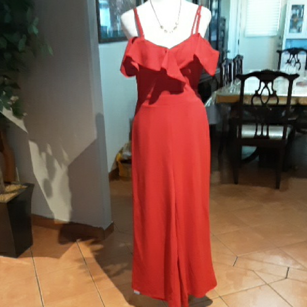 SHEIN Orange Red Ruffled Rompers - Picture 3 of 10